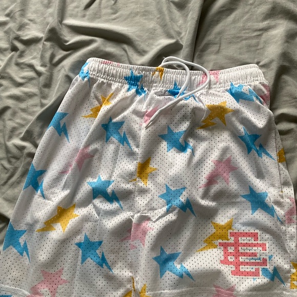 Eric Emanuel White Shorts with Blue Pink and Yellow Stars